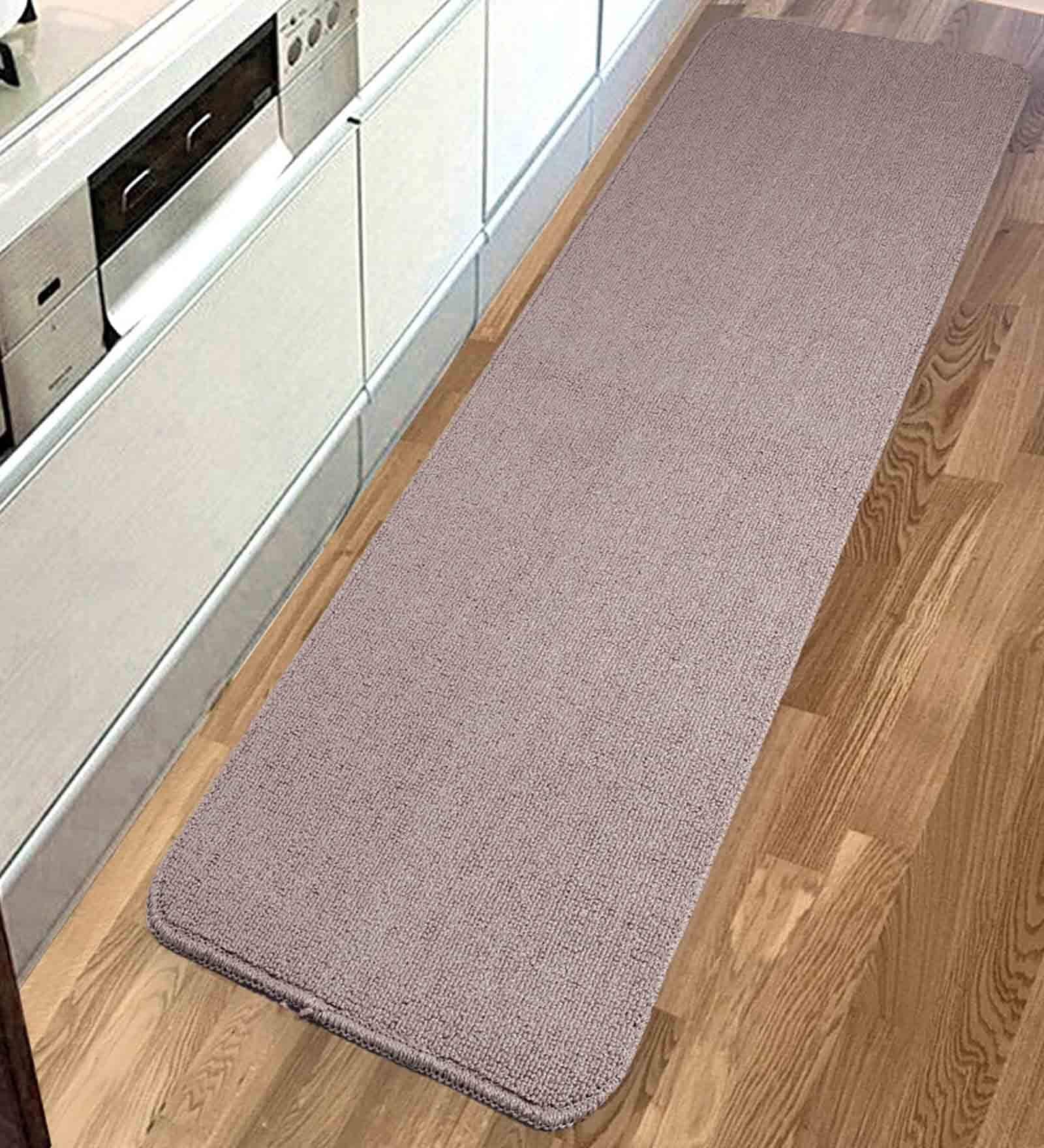Brown Polyester 47 x 18 Inches Machine Made Floor Runner