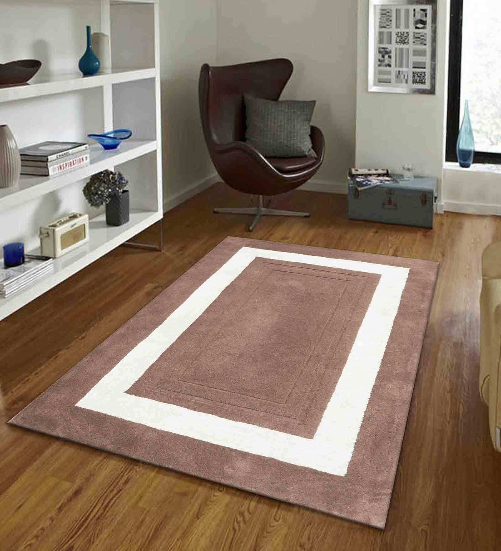 Beige Wool Geometrical 3  x 5  Feet Hand Tufted Carpet