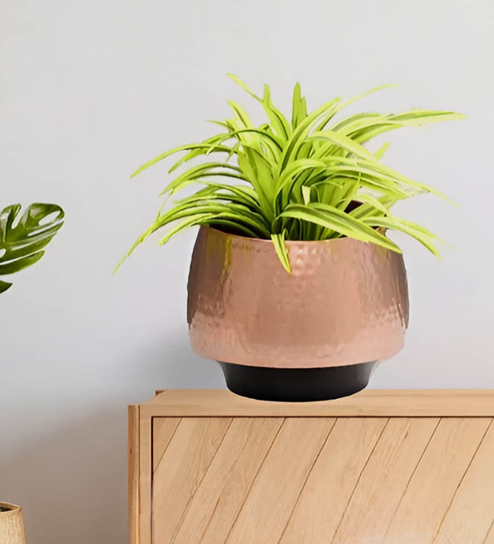 Metal Two Tone Small Table Planter Black