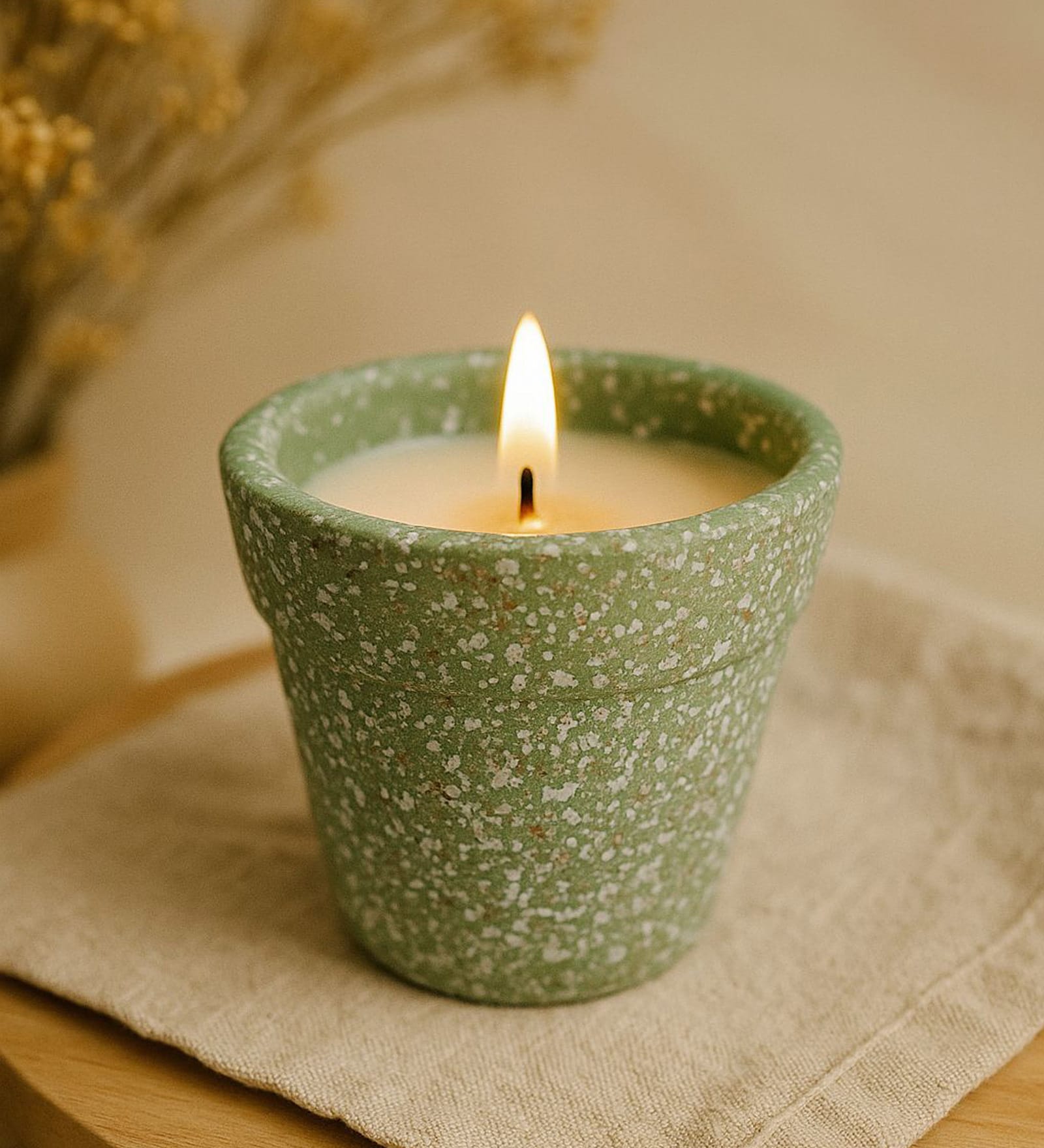 Planter Shape Green Clay Jar