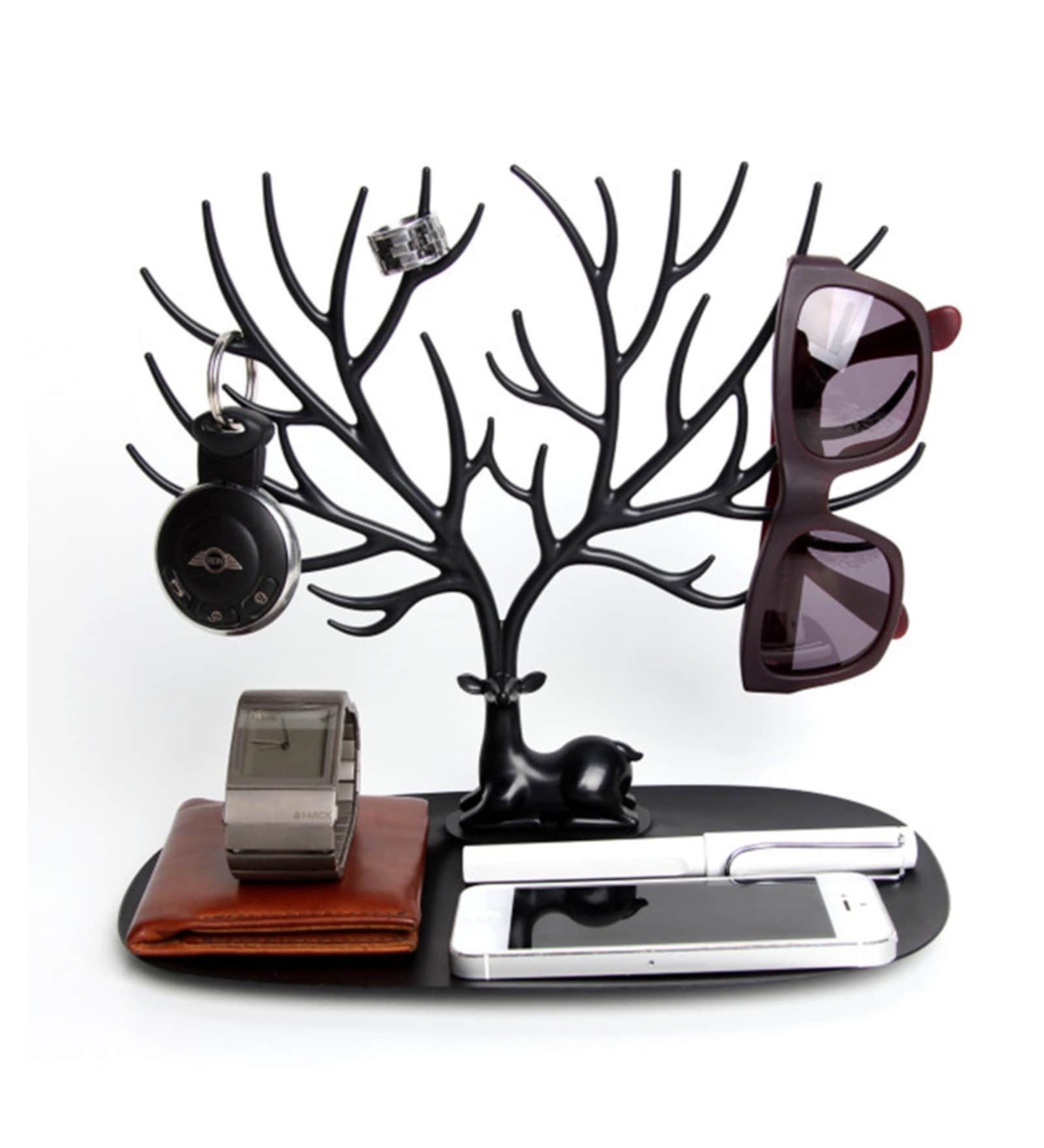 Antler Jewellery Stand Plastic Black Desk Organizer