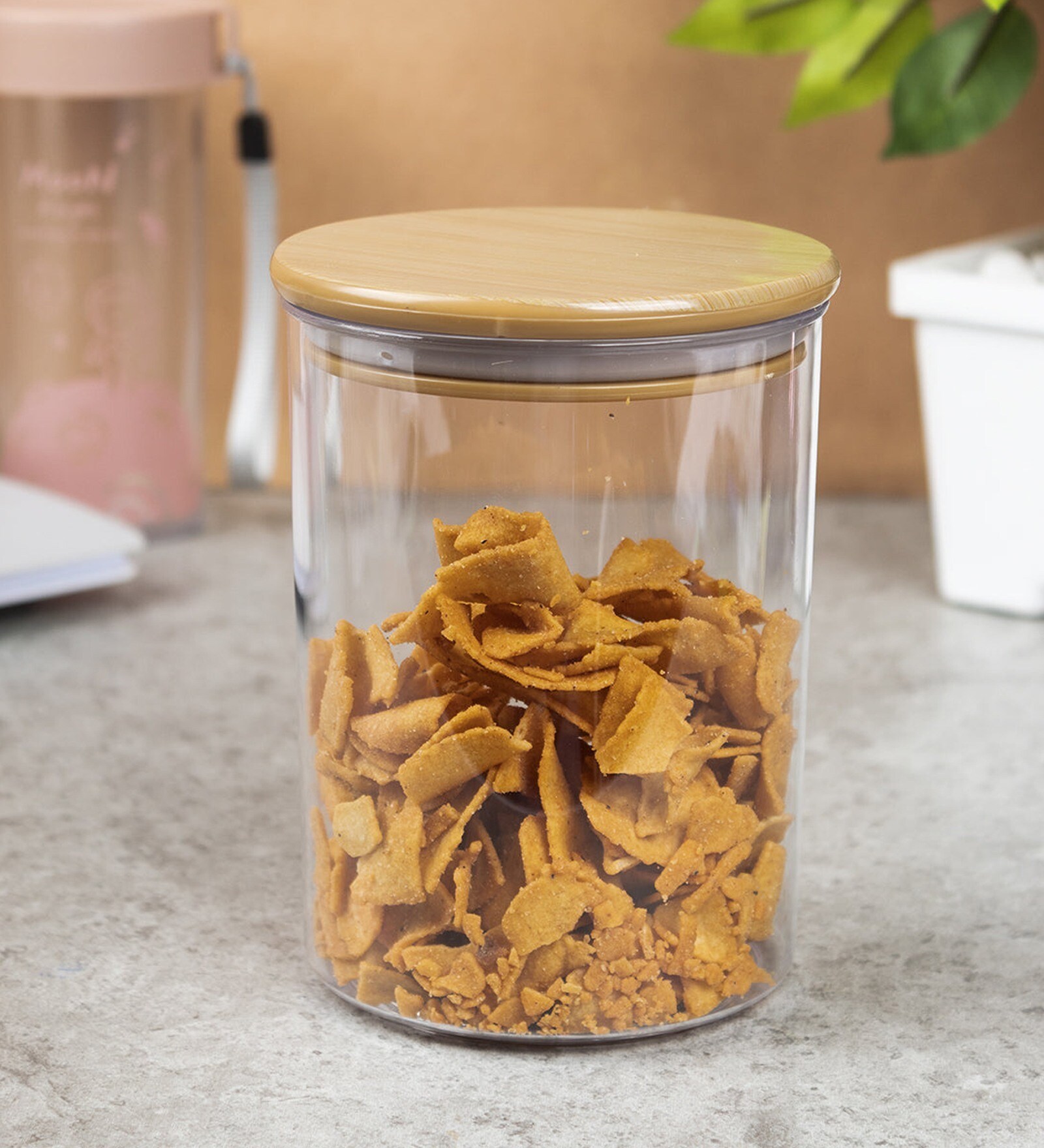 Plastic Brown Jar With Airtight Lid 900 Ml
