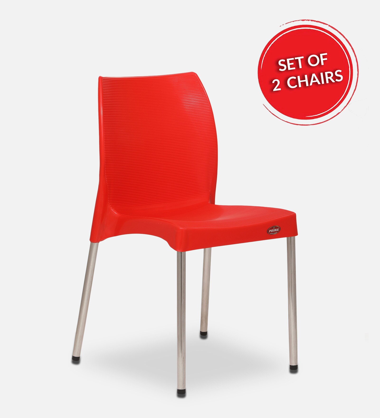 Plastic Chair in Red Colour , (Set Of 2)
