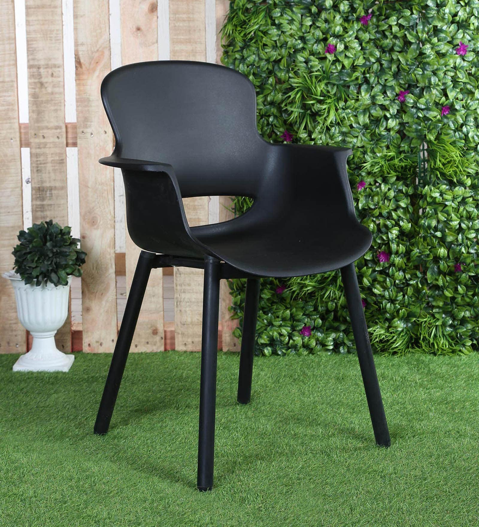 Buy Plastic Chair in Black Colour By Ventura Online Armed Plastic