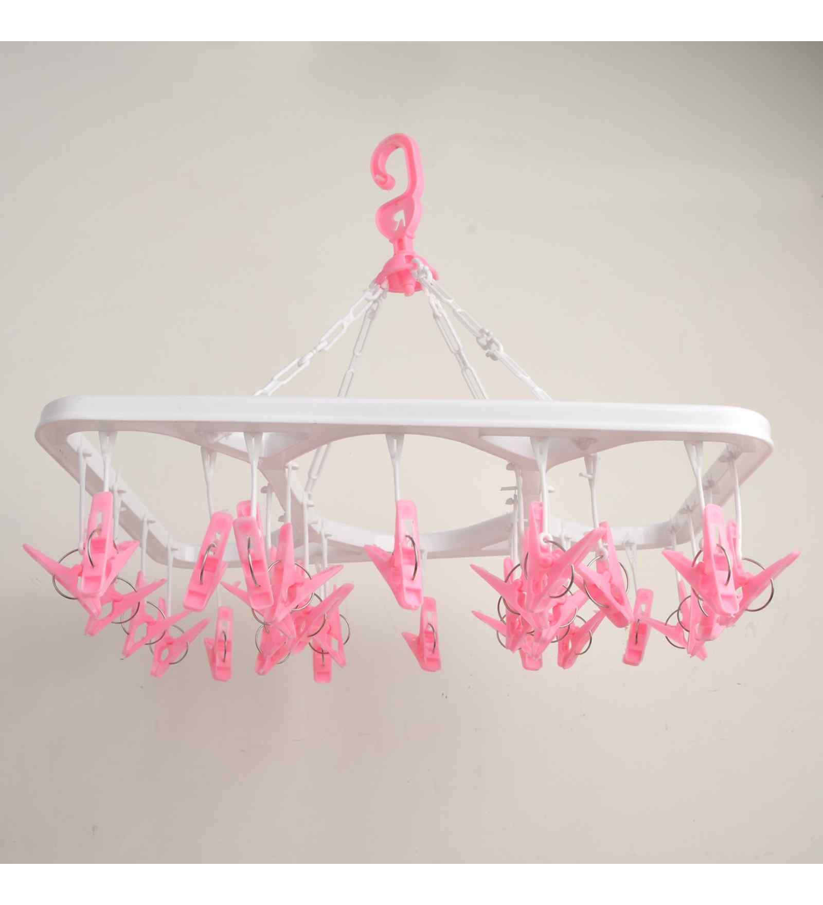 Plastic Cloth Drying Hanger with 25 Pegs Clips for Home Plastic Cloth Clips