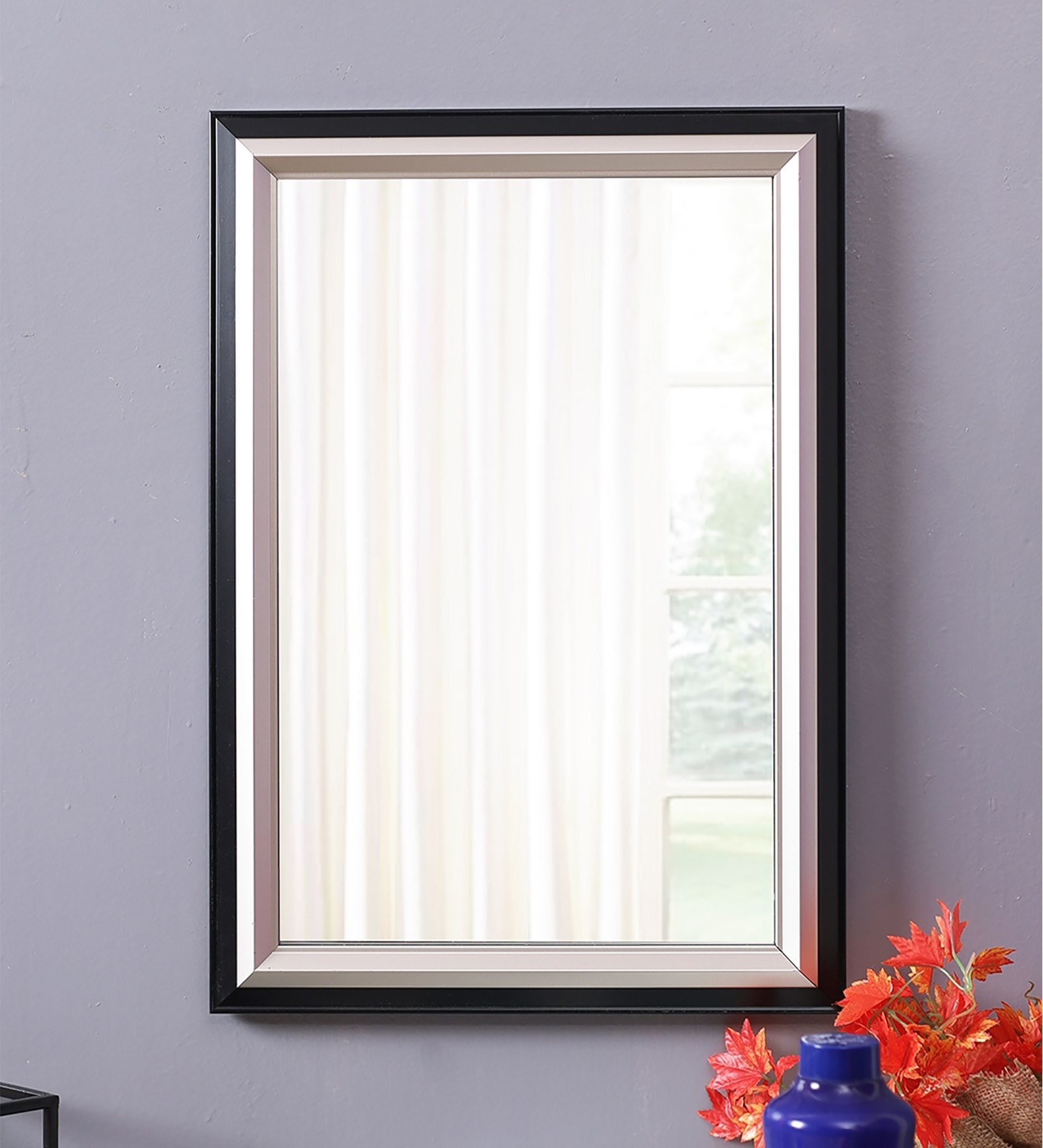 Buy Plastic Bathroom Mirror In Black (L: 15, W: 1, H: 21 Inches) By ...