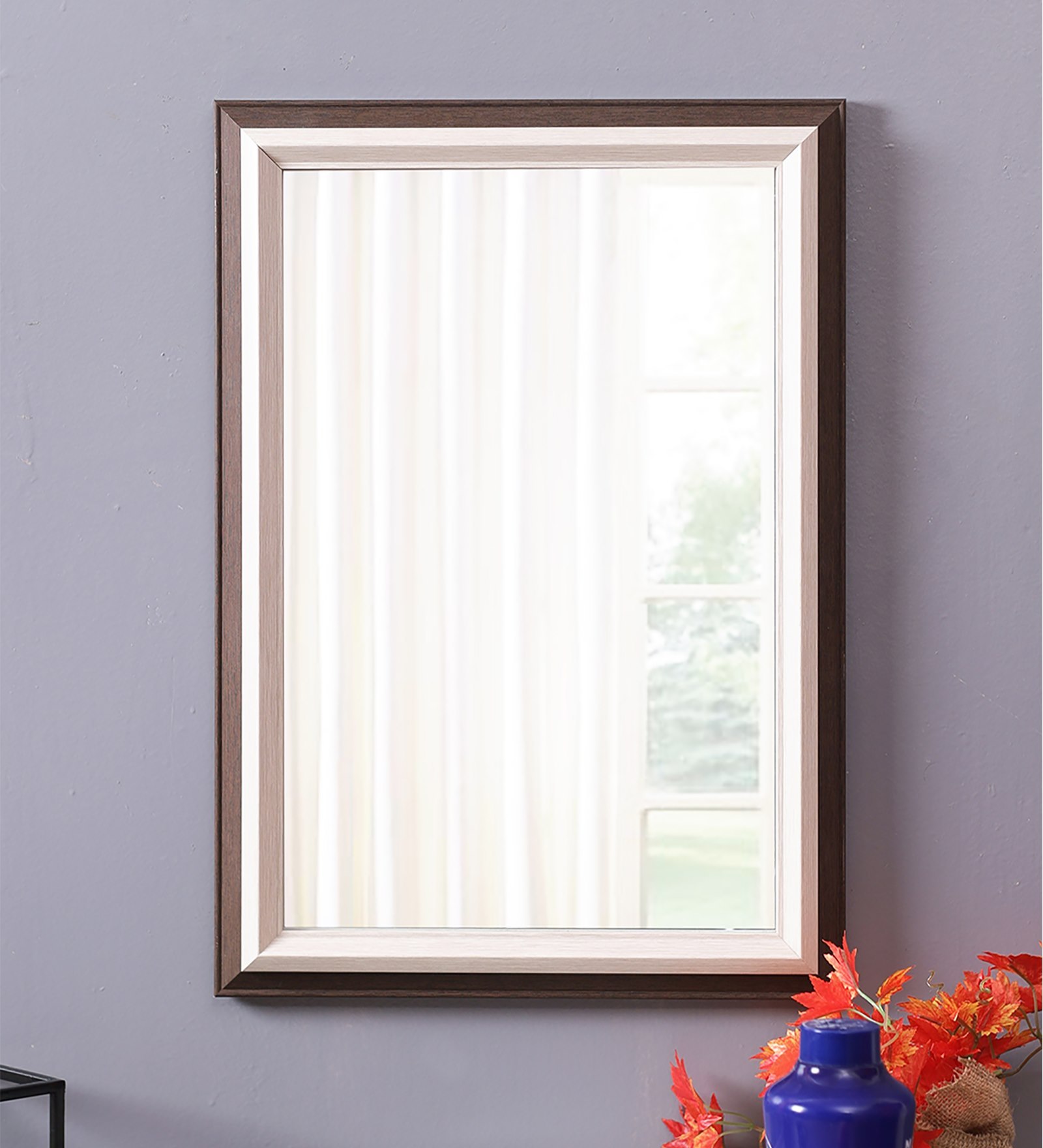 Plastic Bathroom Mirror In Brown (L: 15, W: 1, H: 21 Inches)