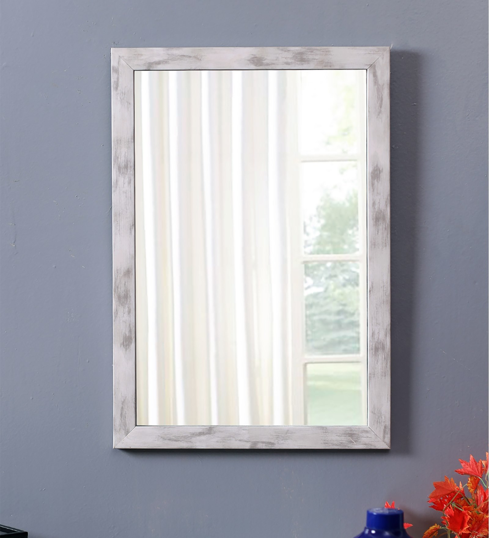 Plastic Bathroom Mirror In White (L: 14, W: 1, H: 20 Inches)