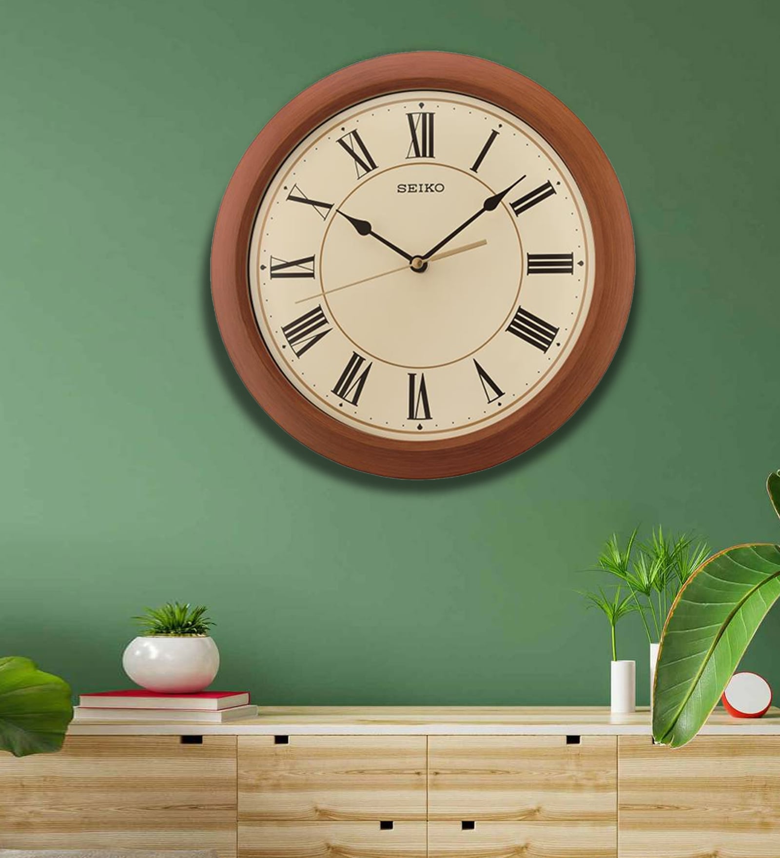 Buy Lumibrite Synthetic Wall Clock With Silver Case QXA713T By Seiko at