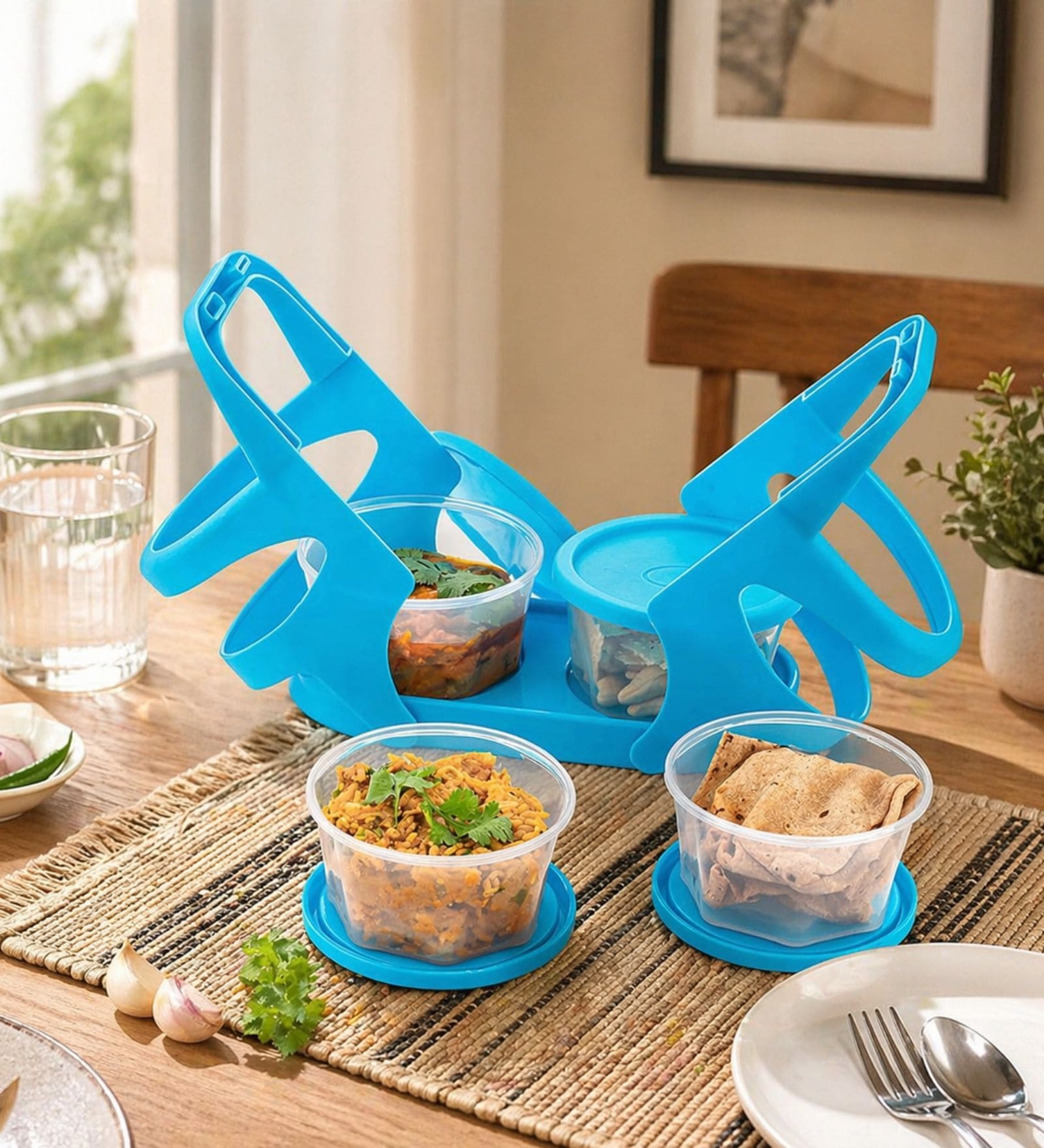 Assorted Plastic Lunch Box (Set Of 4)