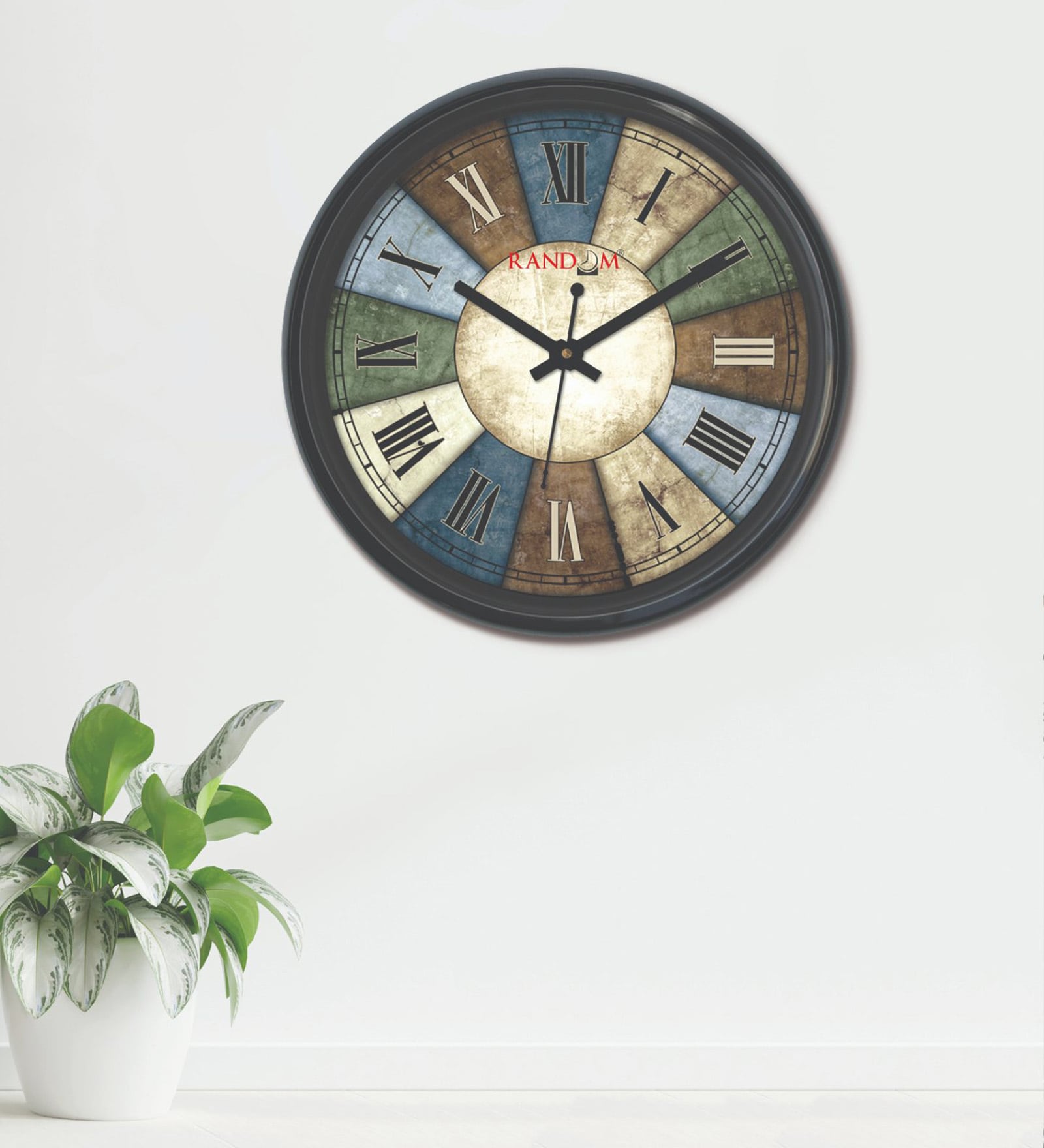 Plastic Round Wall Clock In Black