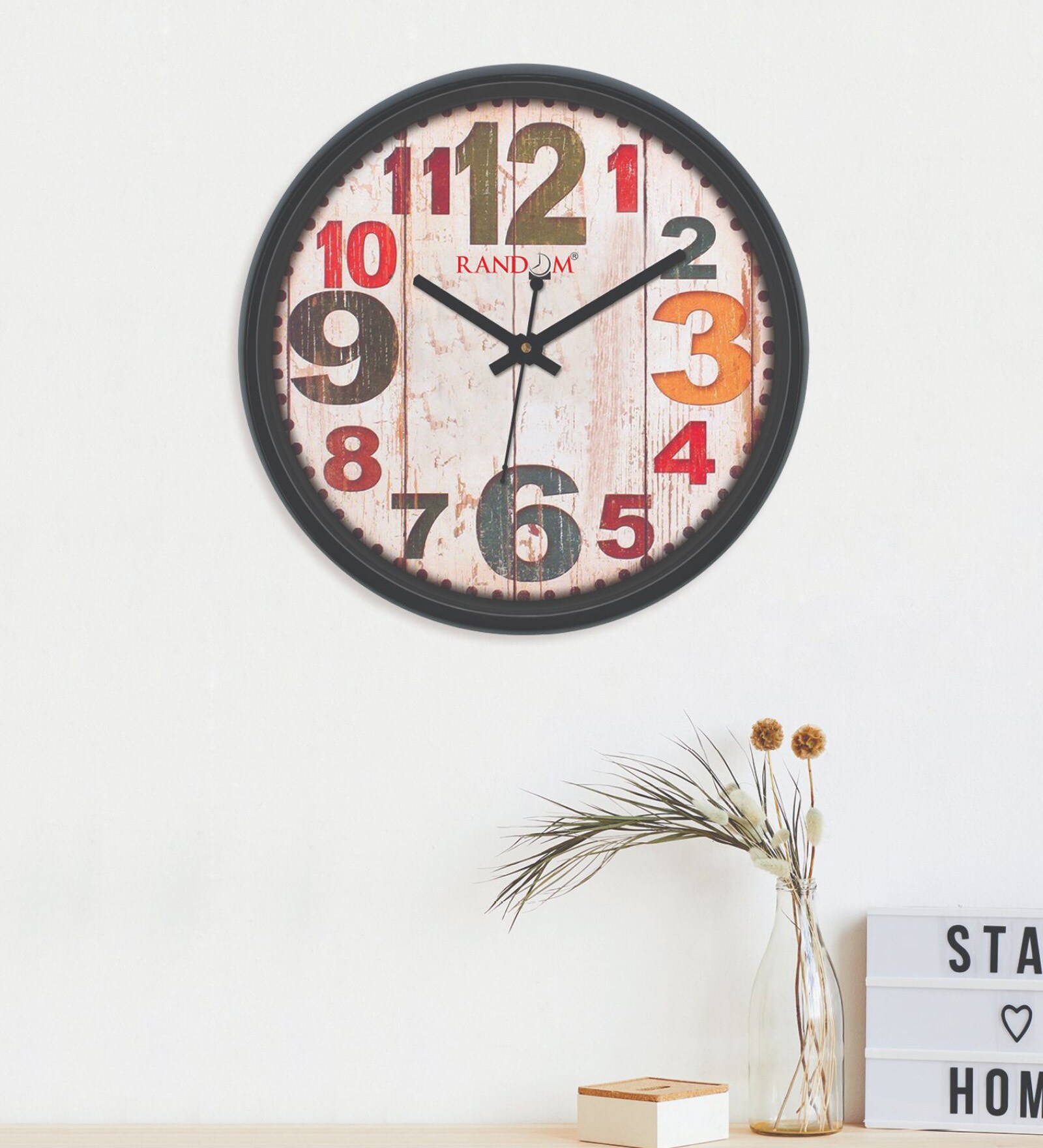Plastic Round Wall Clock In Black
