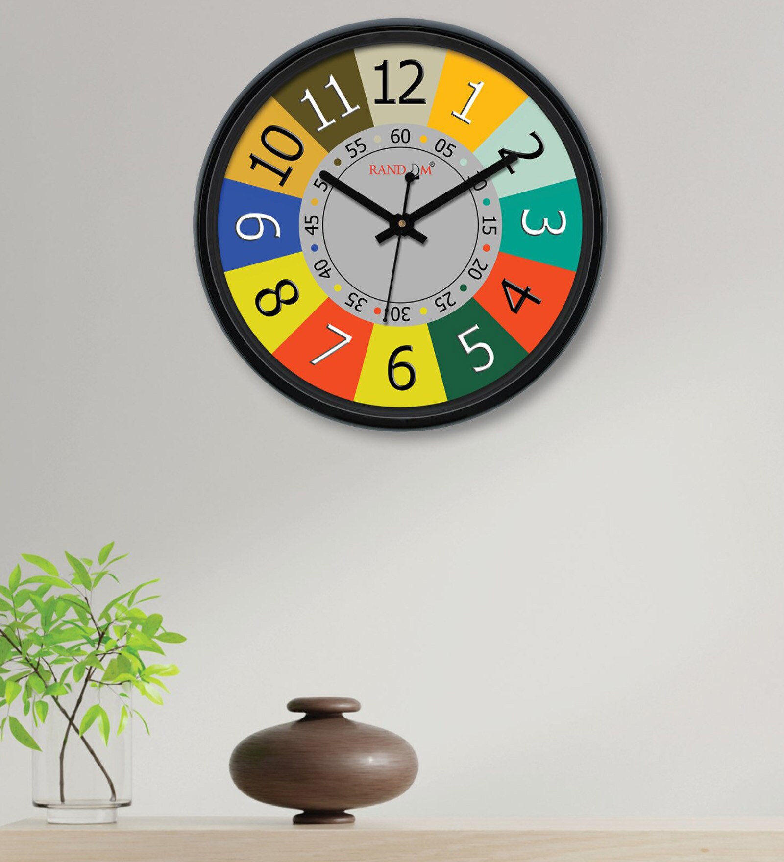 Black Round Plastic Wall Clock