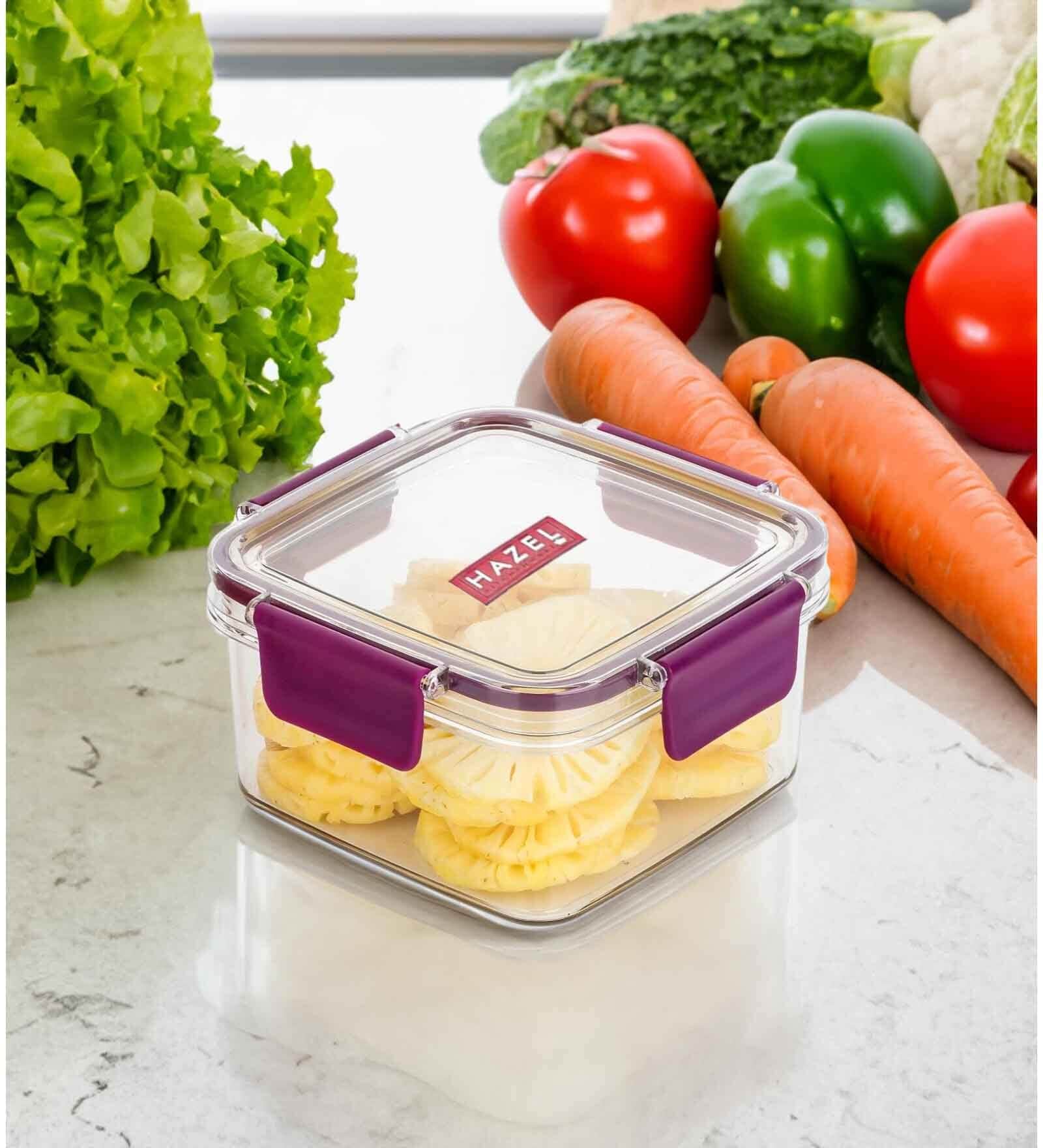Transparent & Purple Plastic 1000 ml Airtight Leak Proof Storage Container