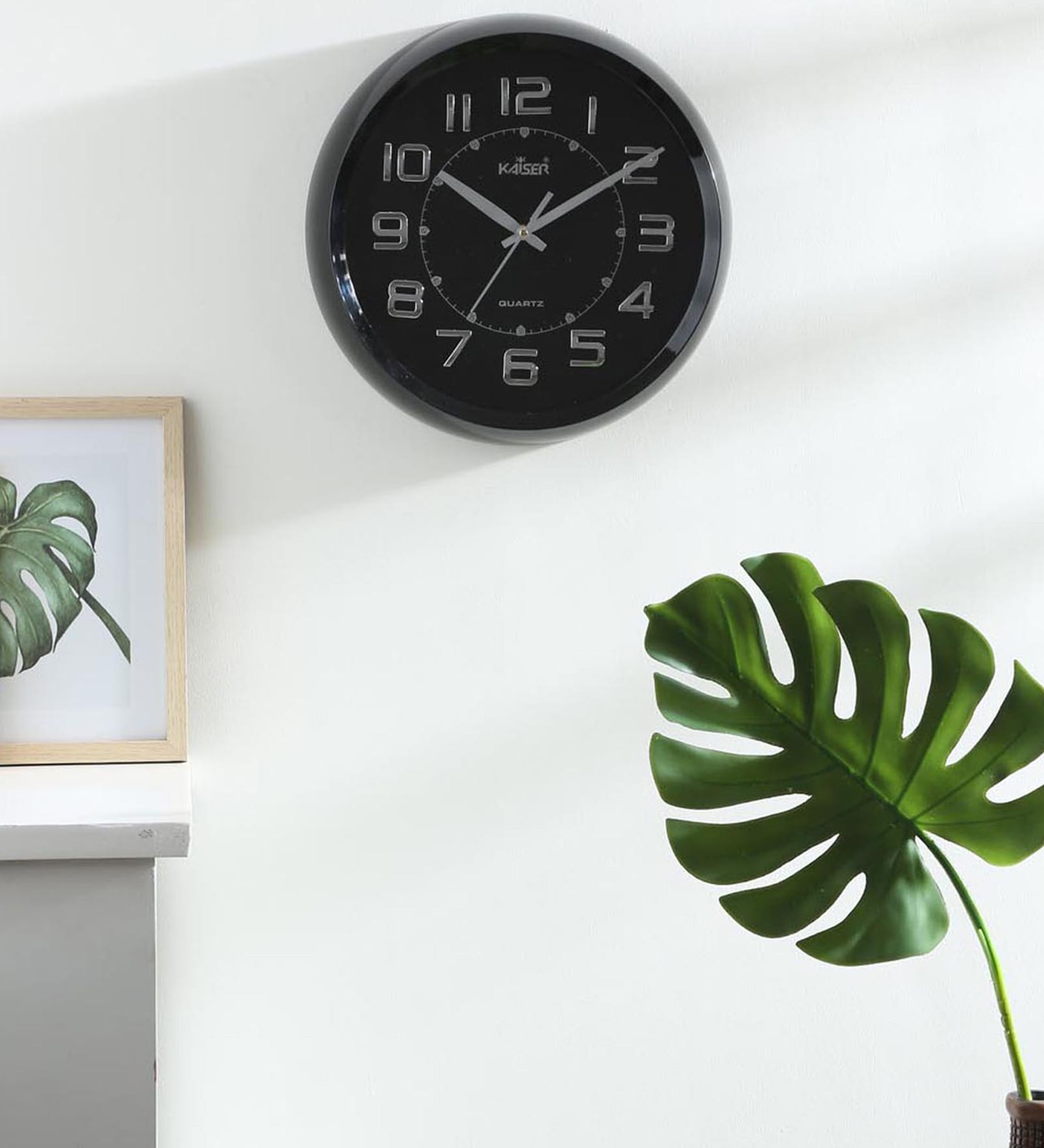 Black Plastic Wall Modern Wall Clock