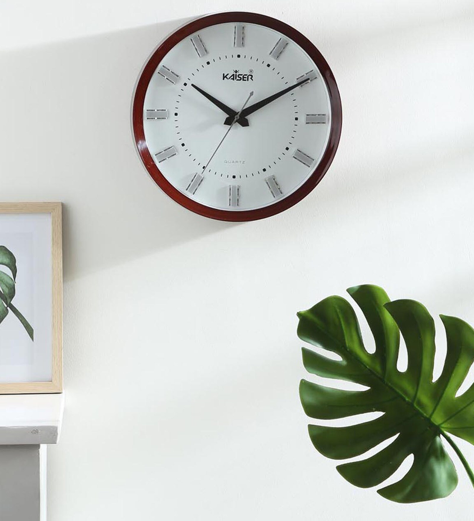 Plastic Rosewood Finish Wall Clock