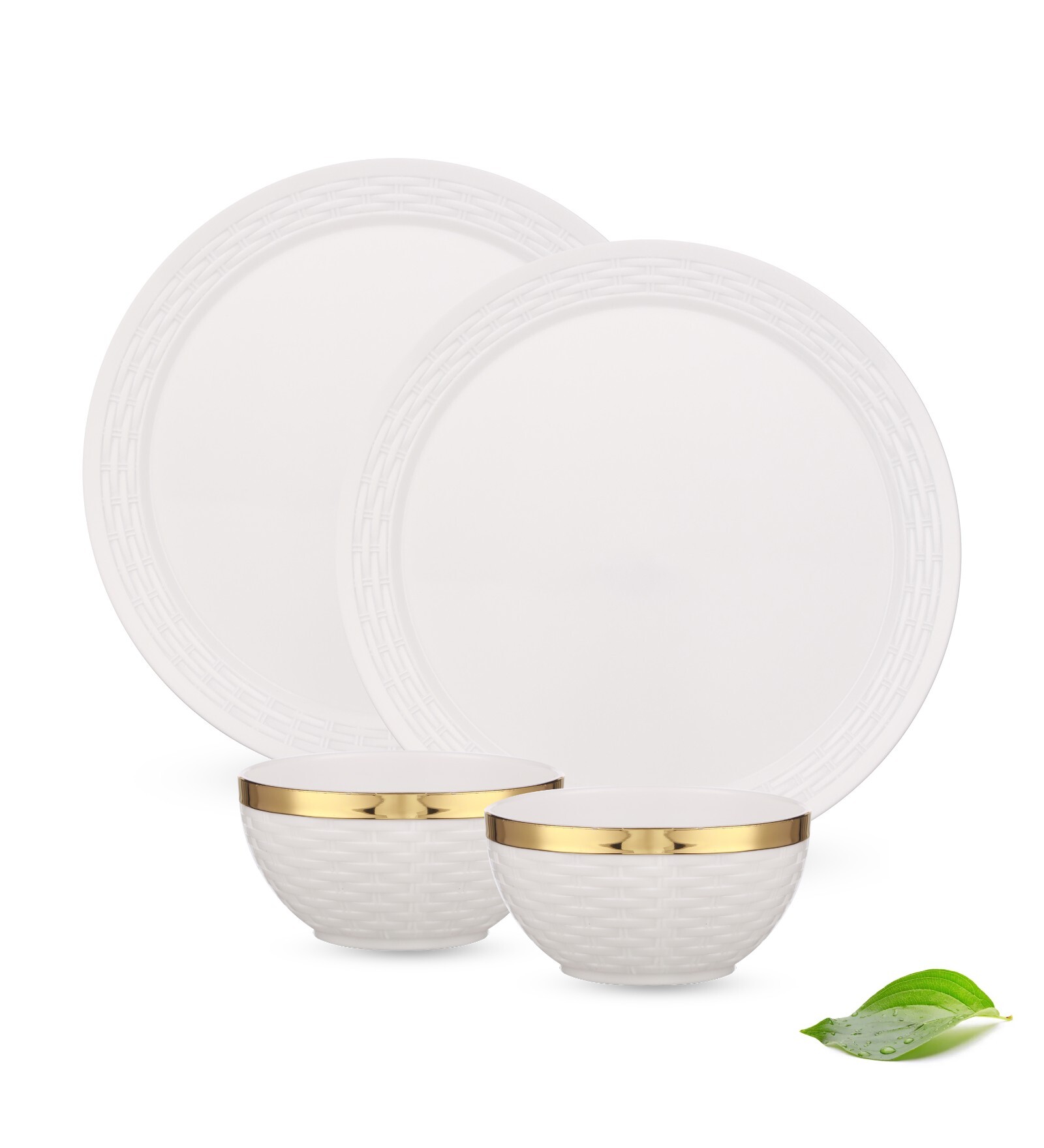 Plastic White BPA Free Set of 2 Dinner Sets