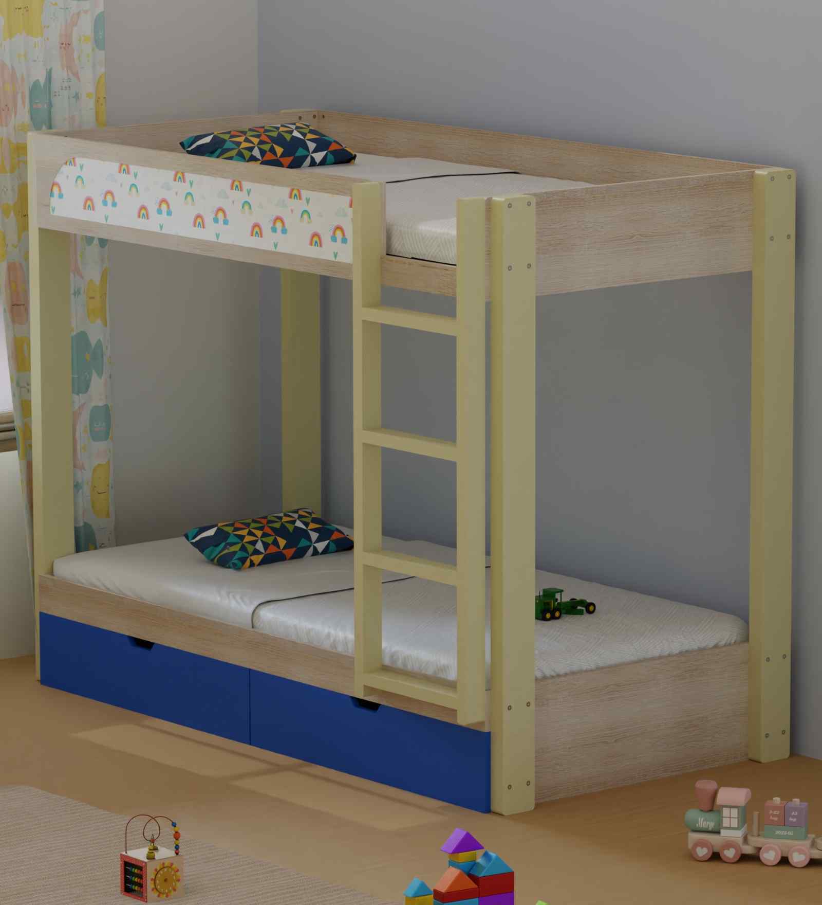 Play Date Single Size Bunk Bed in Rainbows Theme