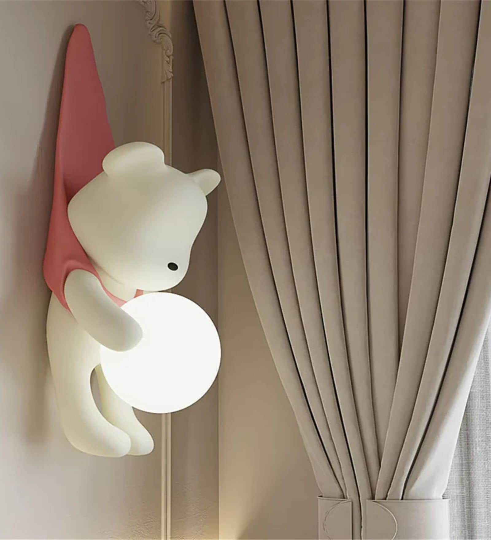 Playful Bear Wall Light with Soft Globe Glow