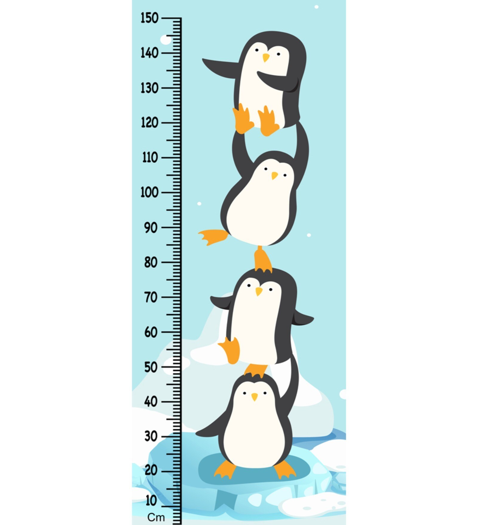 Playful Penguin in Multicolour Height Chart
