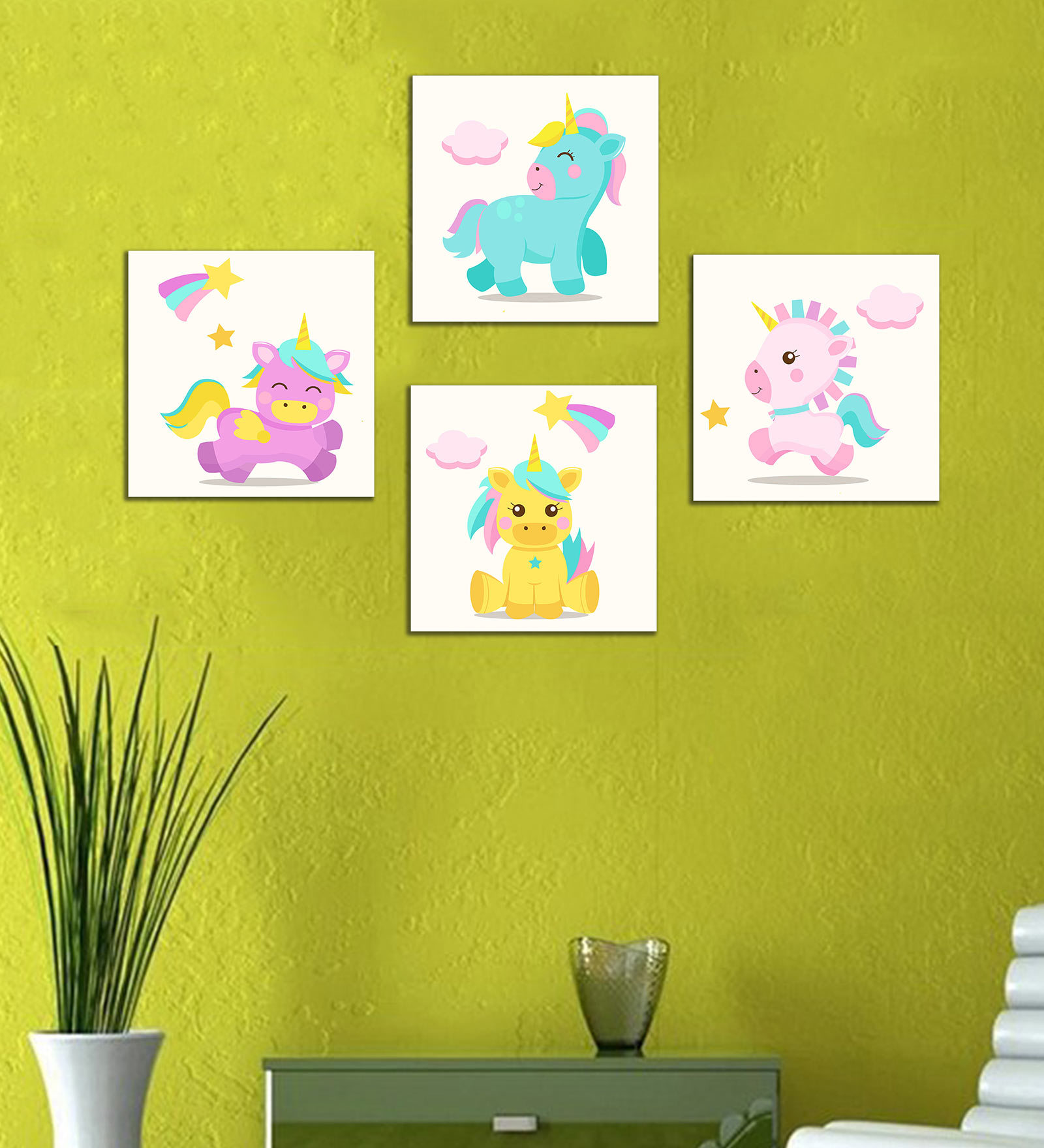 Mdf Playfull Unicorn Wall Panel In Multicolor