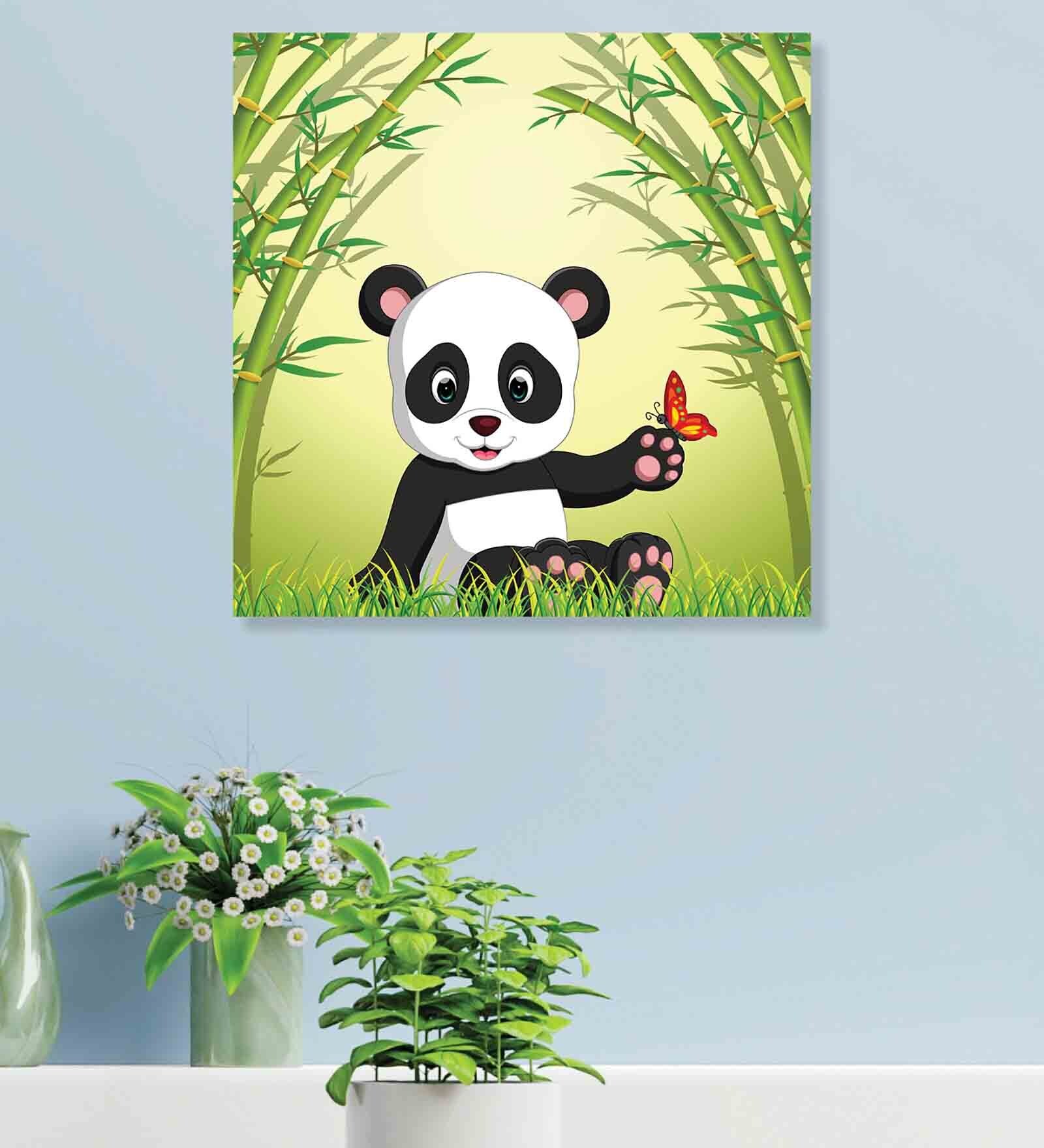Playing Cartoon Multicolour Canvas Framed Wall Painting