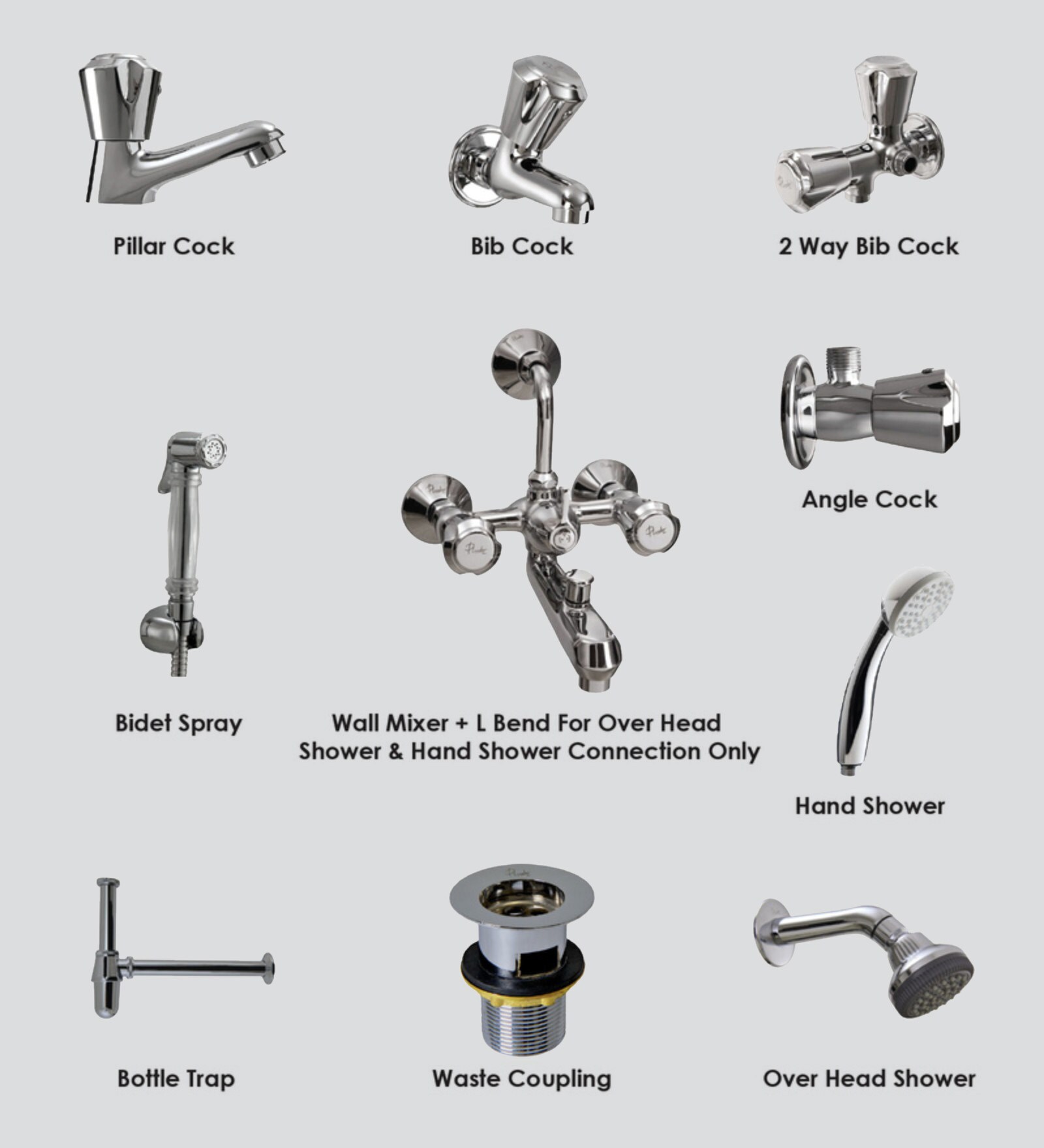 Buy Plumber Duralife Chrome Brass Bathroom in Box Set of 10 (Model Dl101002) Online