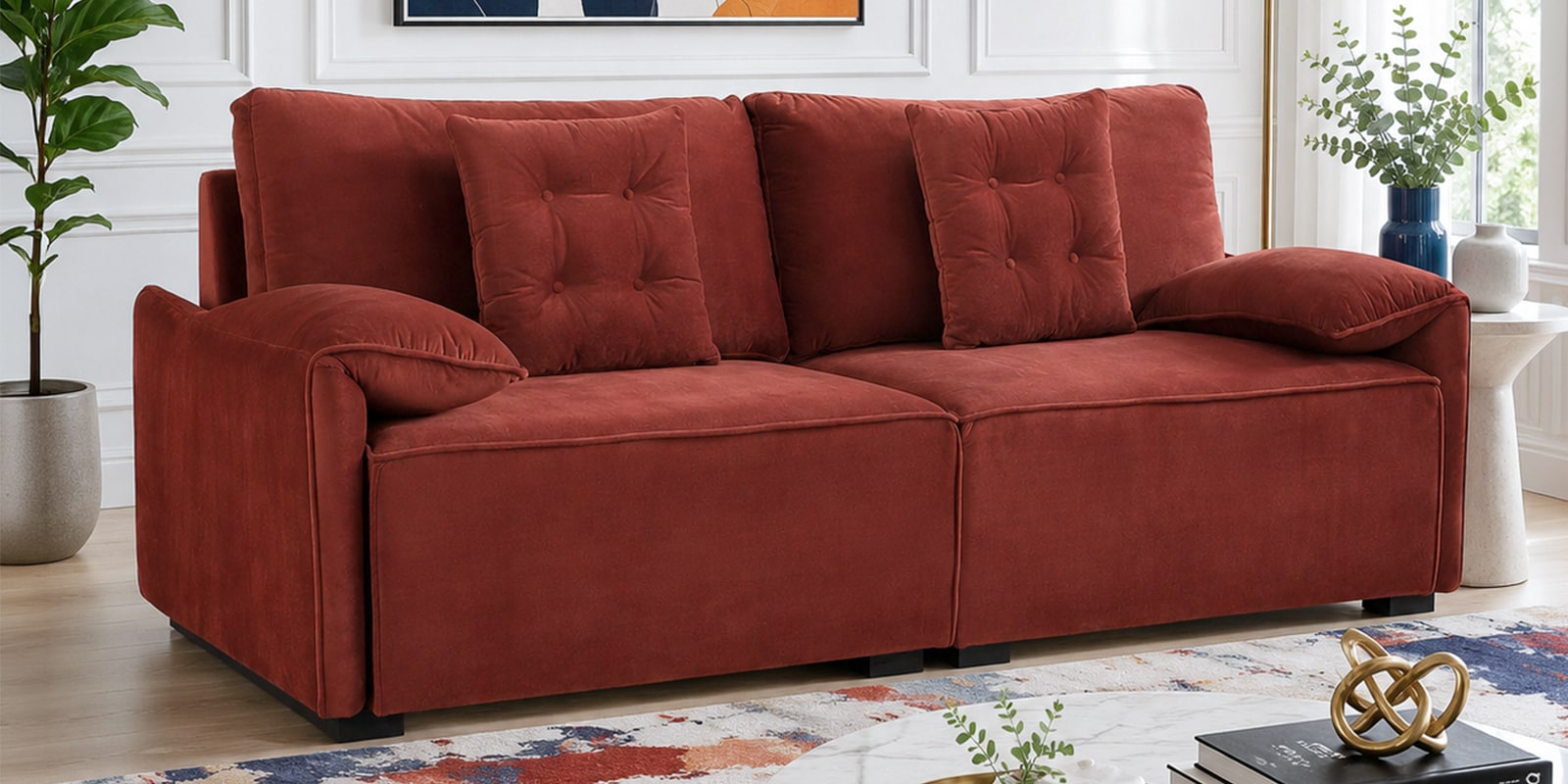 Plunge 3 Seater Sofa In Terracotta Dusk Colour