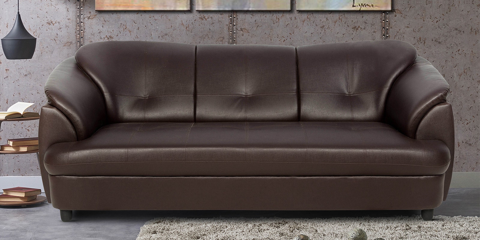 Buy Plymouth Three Seater Sofa in Brown Leatherette by Urban Living Online 3 Seater Sofas 3