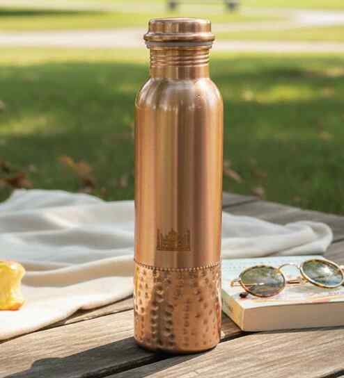 Plain 950ml Copper bottle with half hammer design