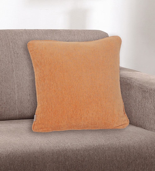 Orange Solid Cotton 12 x 12 Inches Cushion Cover