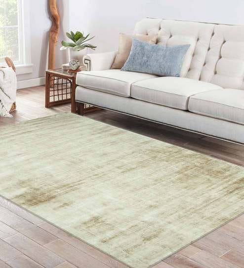 Brown Viscose Plain Solids 4 x 6 Feet Hand Woven Carpet by Jaipur Rugs