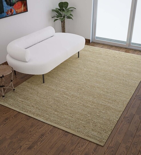 Brown Jute Solid 3  x 5  Feet Hand Woven Carpet by Jaipur Rugs