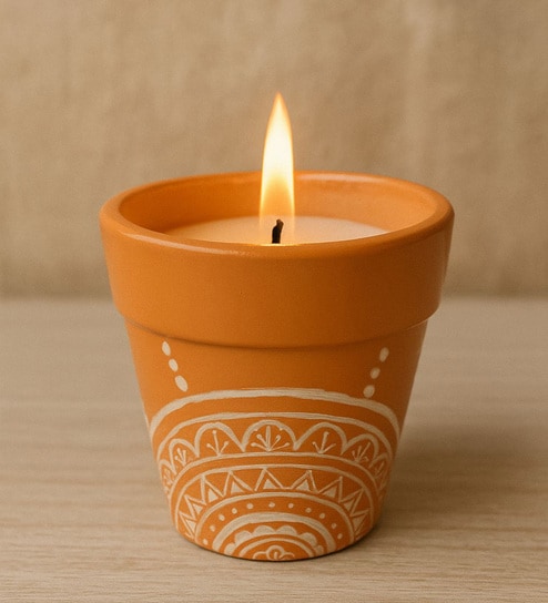 Planter Shape White Hand Painted Jar