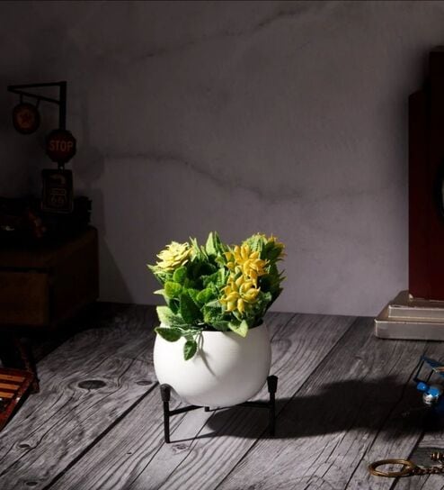 White Planter Stand Small Pot