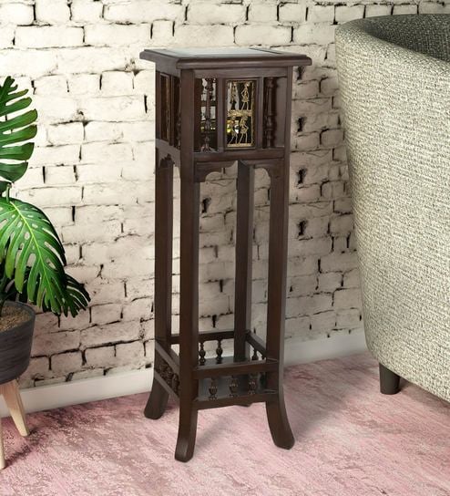 Buy Planter End Table In Walnut Finish By Aakriti Art Creations