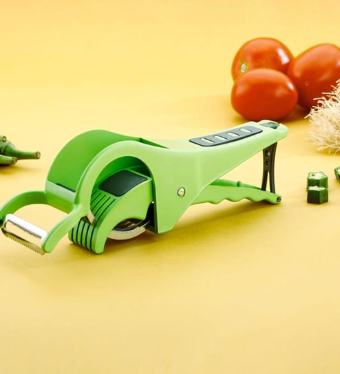 Plastic 2 in 1 Vegetable & Fruit Multi Cutter & Peeler (Green)