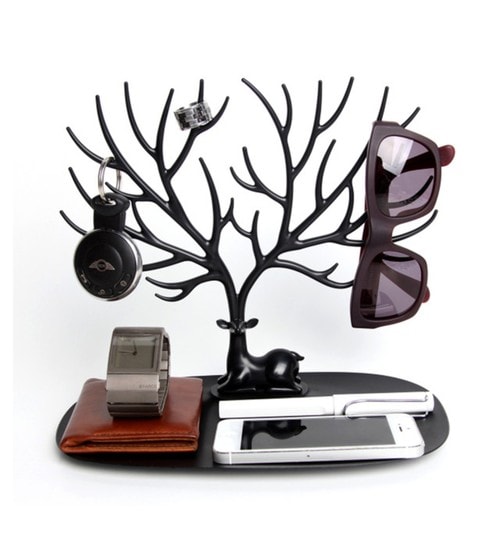 Antler Jewellery Stand Plastic Black Desk Organizer