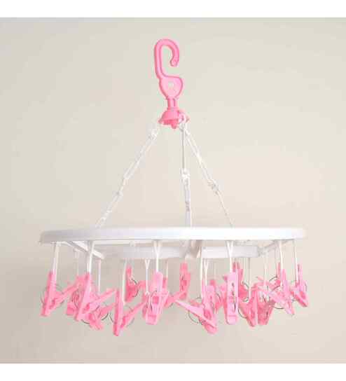 Plastic Cloth Drying Hanger with 25 Pegs Clips for Home Plastic Cloth Clips