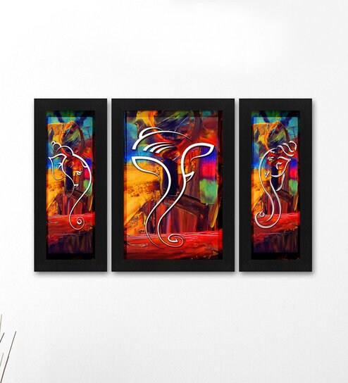 Plastic UV Textured Art Ganesh Framed Art Panel by Story@Home