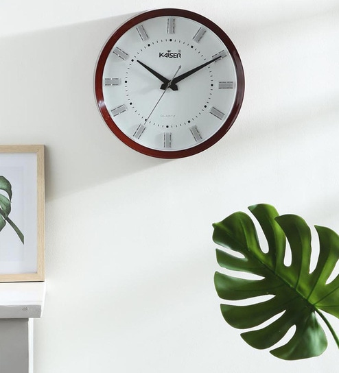 Plastic Rosewood Finish Wall Clock