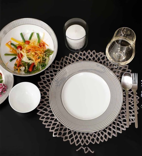 White Platina Dinner Plate