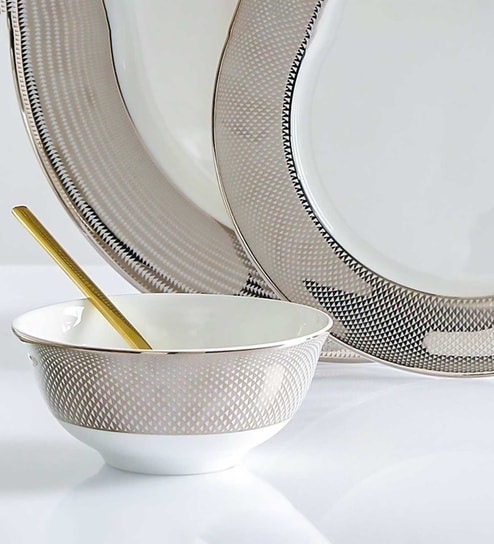 White Platina Small Serve Bowl