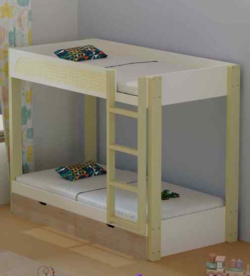 Play Date Single Size Bunk Bed in White and Oak Finish