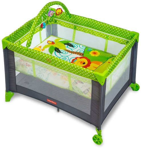 Buy Playmate Portable Baby Crib In Green Black By Fischer Price