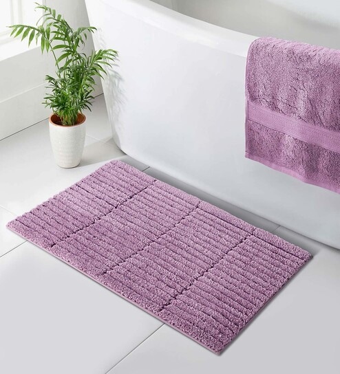Plum Polyester 24X16 Inches Anti-Skid  Bath Mat