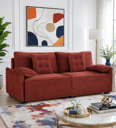 Plunge 3 Seater Sofa In Terracotta Dusk Colour