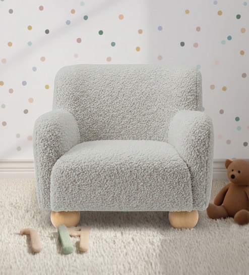 Plush Boucle Kids Lounge Chair In Vanilla Colour