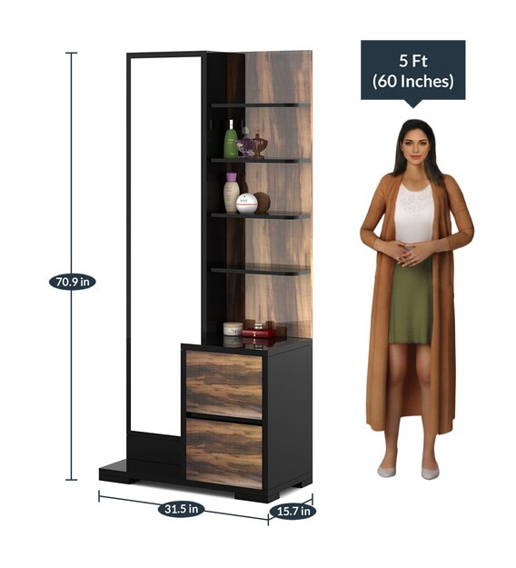 Buy Plum Dressing Table with Hidden Storage In High Gloss Melamine