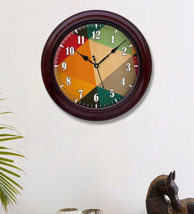 Plastic Round Wall Clock In Multicolor
